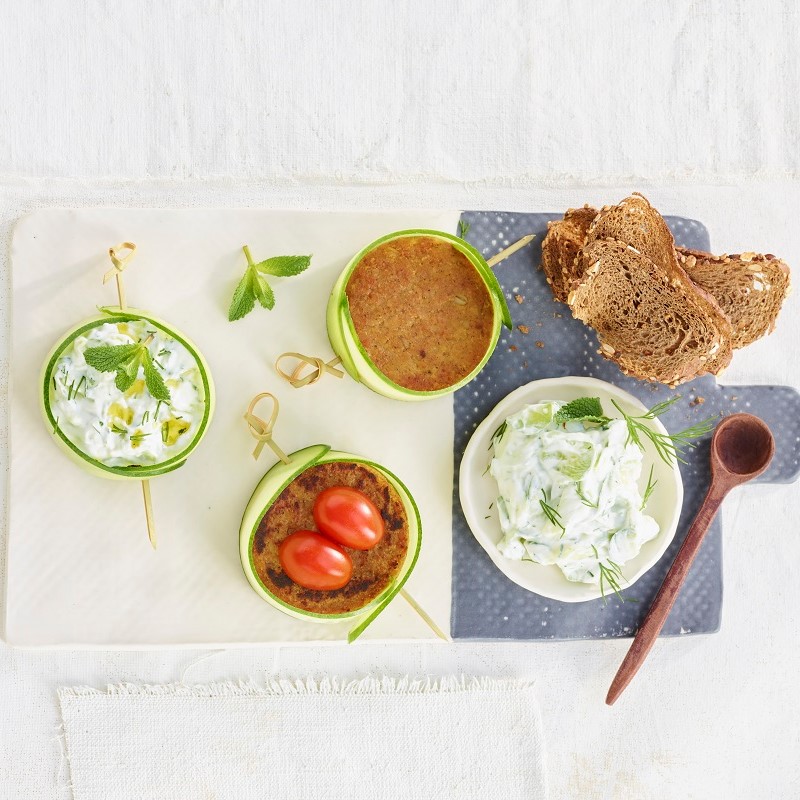 Miniburger al Farro Montato con Salsa Tzatziki