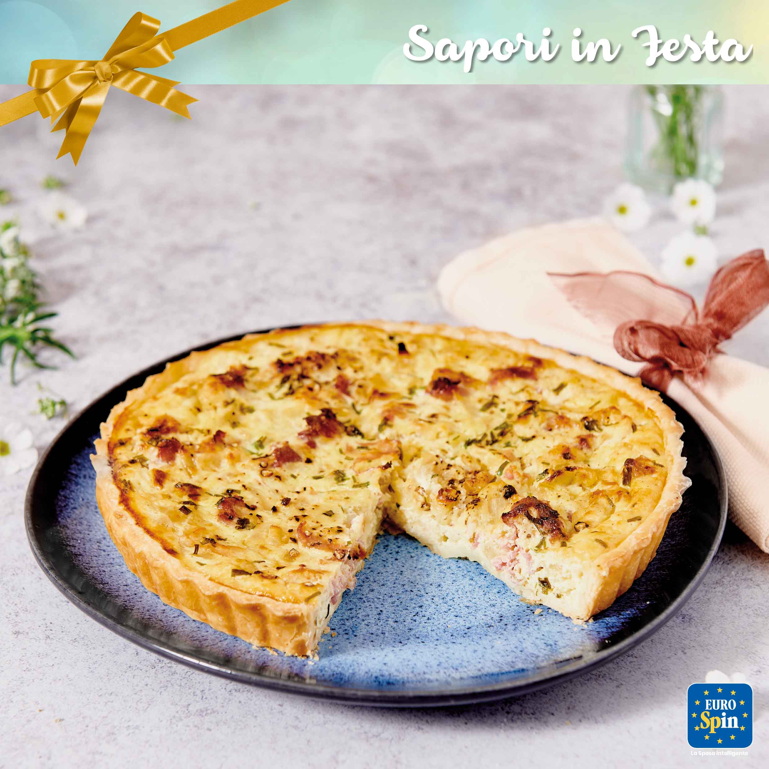 Quiche con cipolla,  pancetta e grana