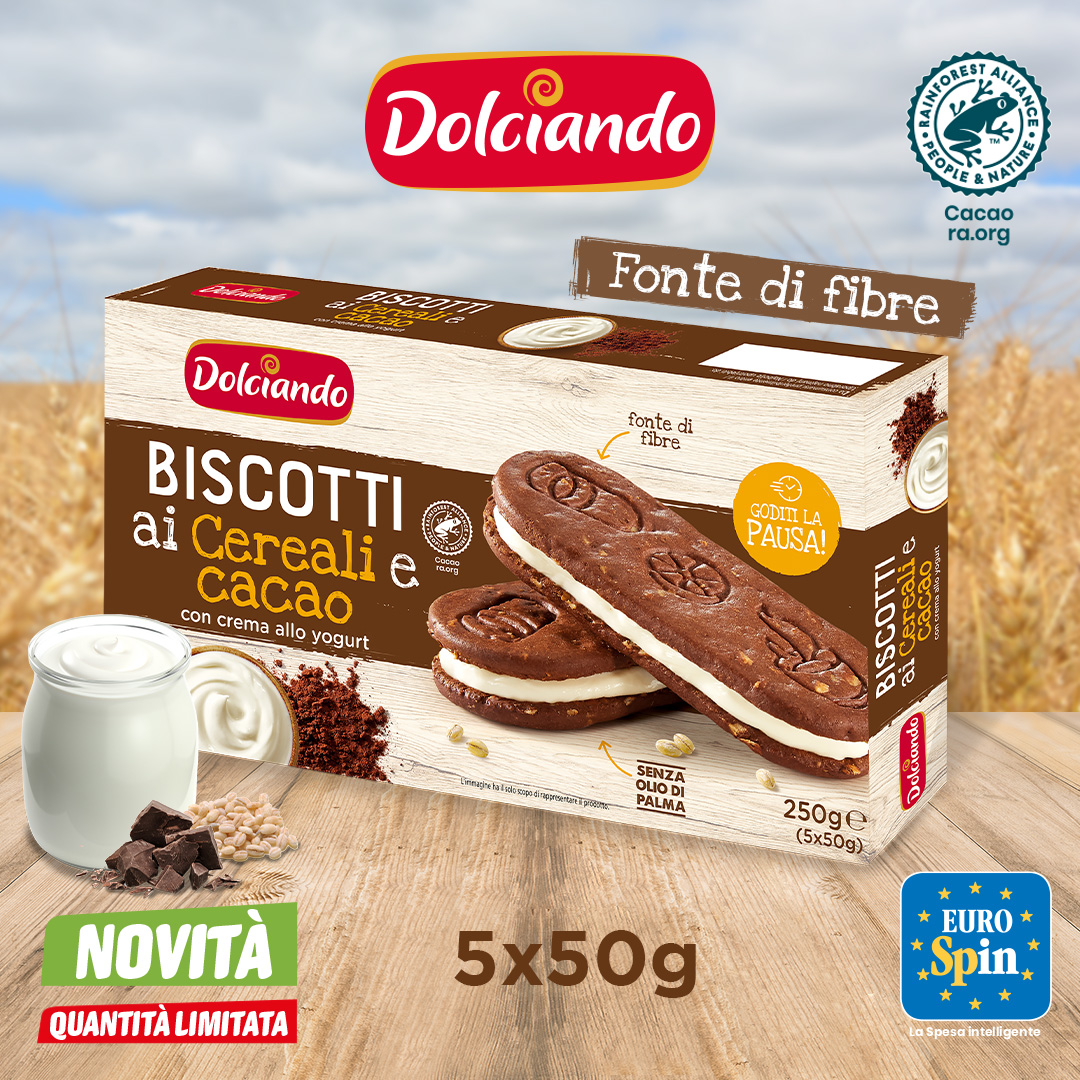 Biscotti ai cereali e cacao con crema allo yogurt Dolciando