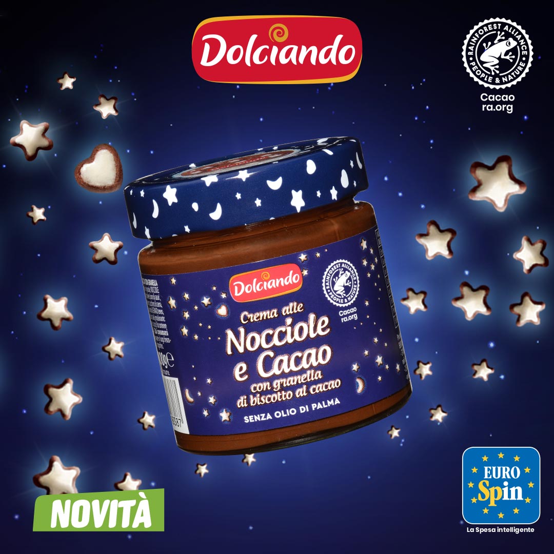 Crema alle Nocciole e Cacao con granella di biscotto al cacao