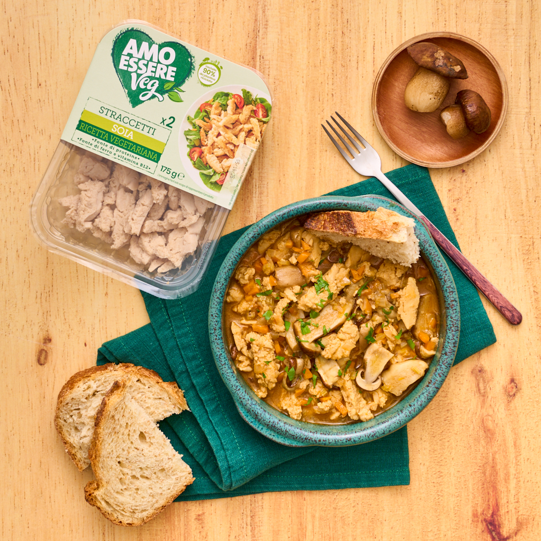 Spezzatino di soia e funghi