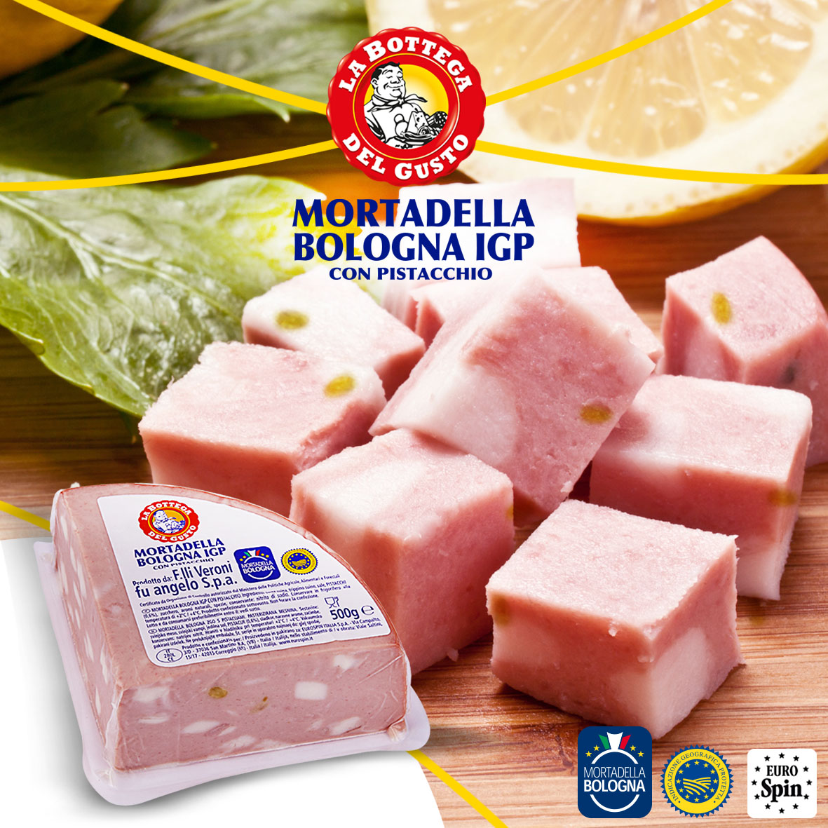 MORTADELLA BOLOGNA IGP con pistacchio