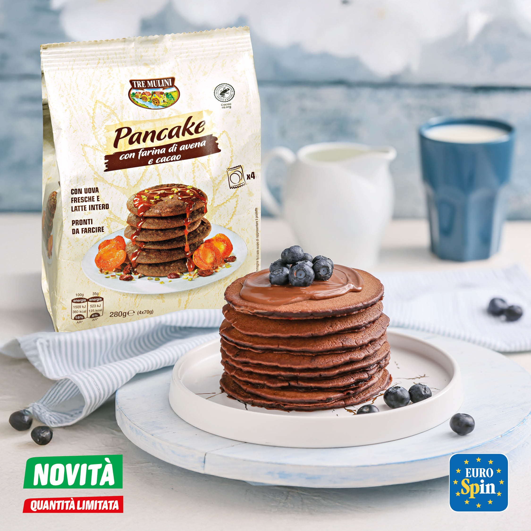 Pancake con farina di avena e cacao Tre Mulini