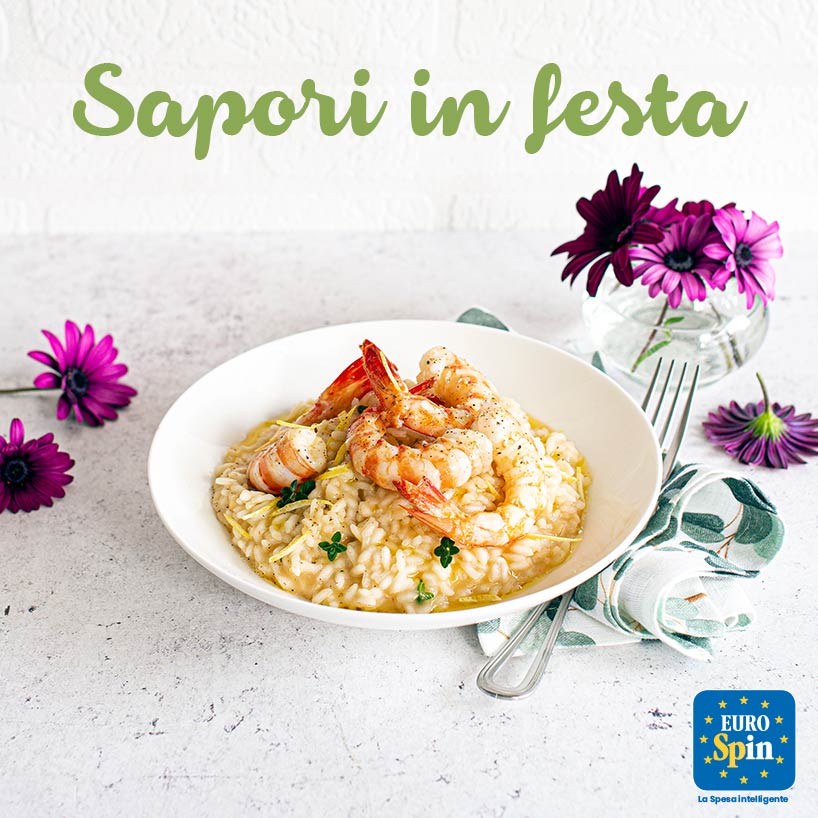 Risotto con sugo ai gamberi e zeste di limone