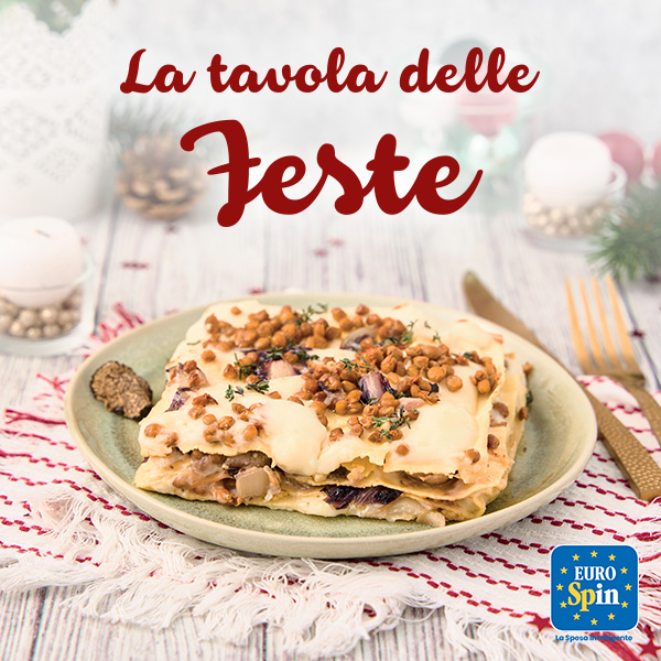 Lasagne con radicchio, burrata al tartufo e lenticchie