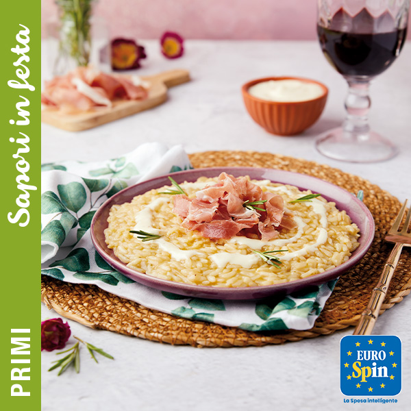 Risotto con prosciutto, rosmarino e fonduta di Grana Padano DOP