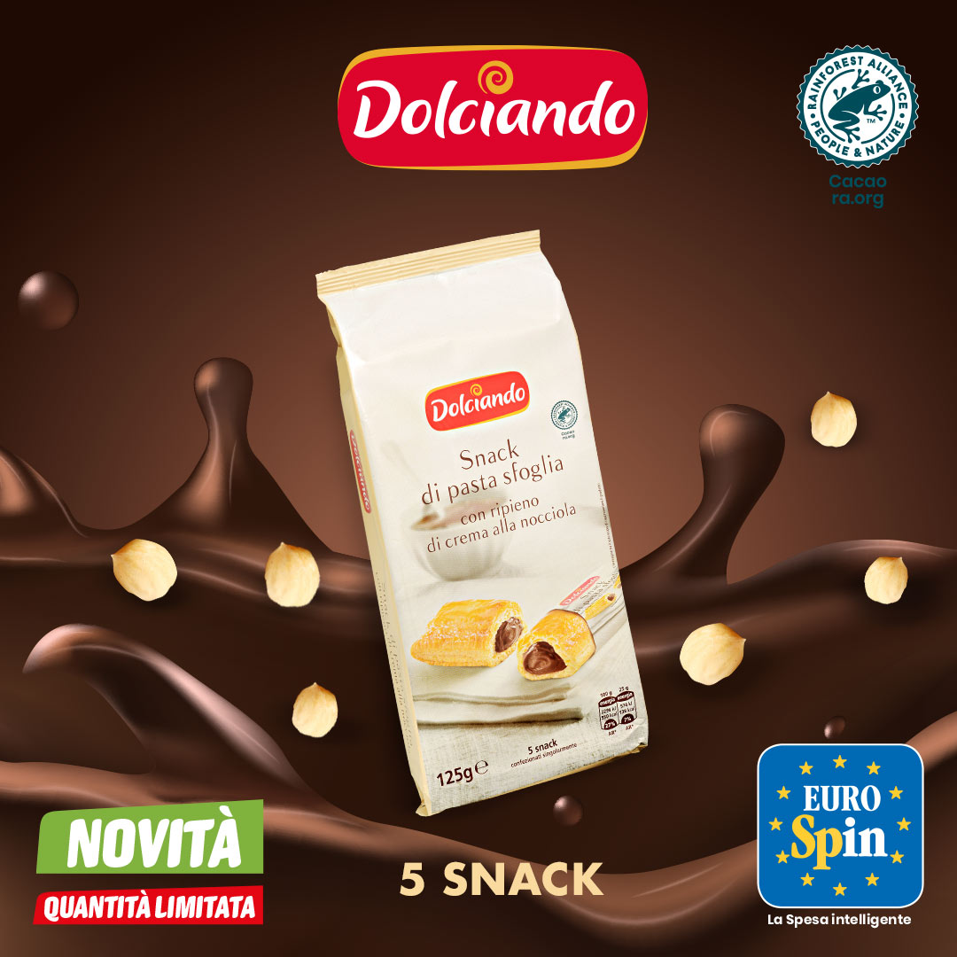 Snack di pasta sfoglia con crema alla nocciola