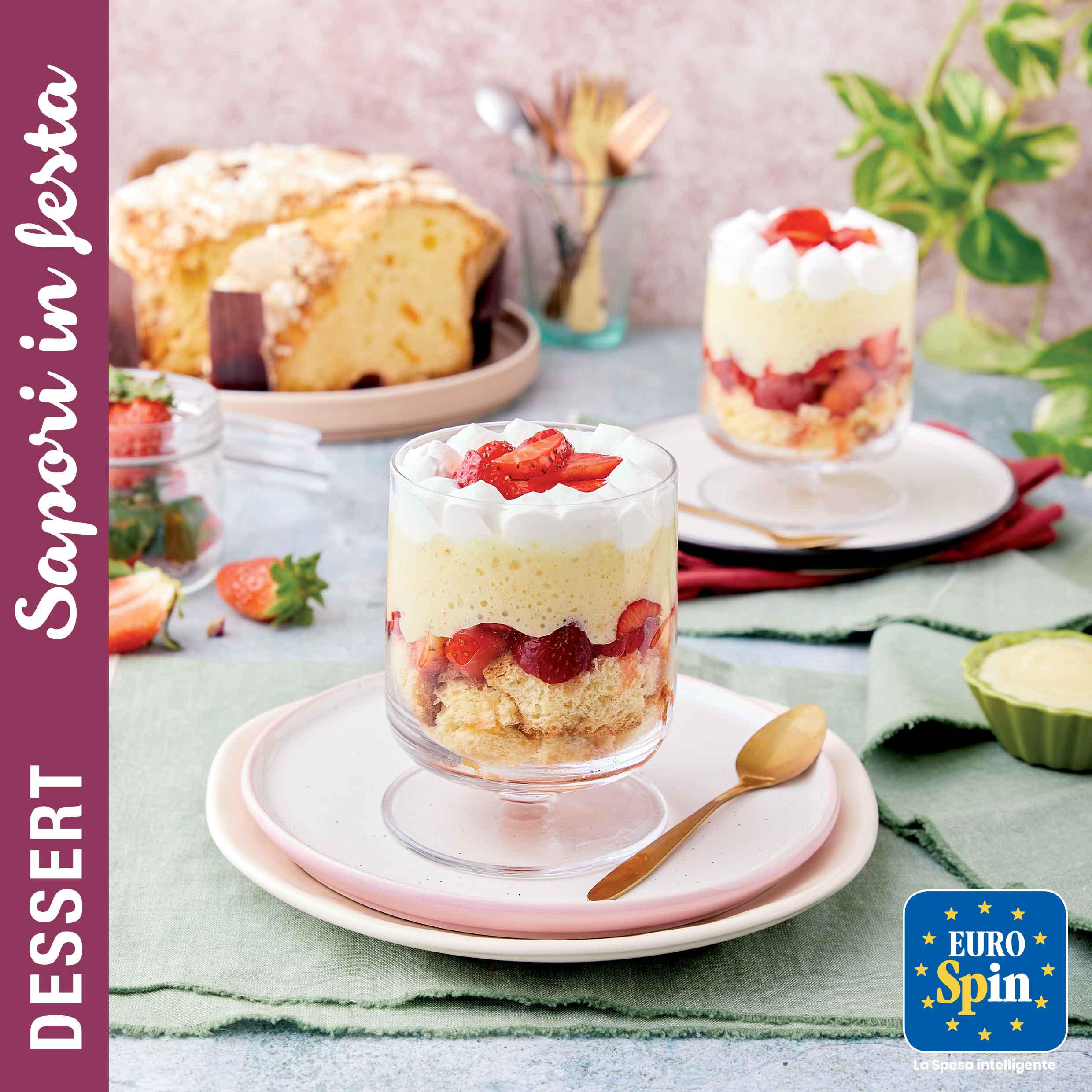 Trifle con colomba, crema pasticcera, limone e fragole